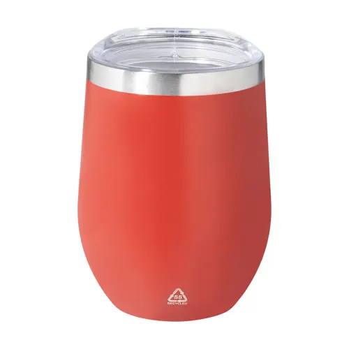 Tazza termica da 350ml in acciaio inox riciclato con coperchio in plastica