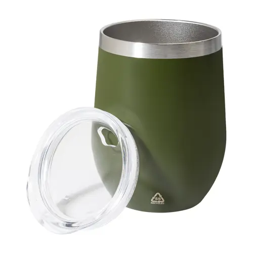Tazza termica da 350ml in acciaio inox riciclato con coperchio in plastica