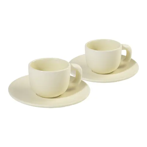 Set tazzine da caffè in ceramica con finitura opaca con piattini e scatola bianca da 85ml