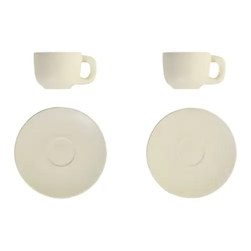 Set tazzine da caffè in ceramica con finitura opaca con piattini e scatola bianca da 85ml