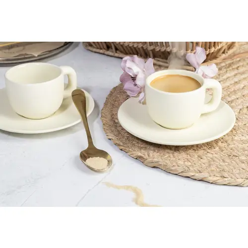 Set tazzine da caffè in ceramica con finitura opaca con piattini e scatola bianca da 85ml