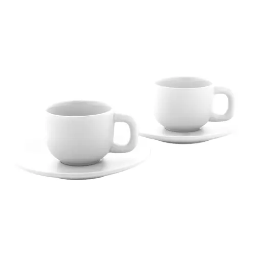 Set tazzine da caffè in ceramica con finitura opaca con piattini e scatola bianca da 85ml