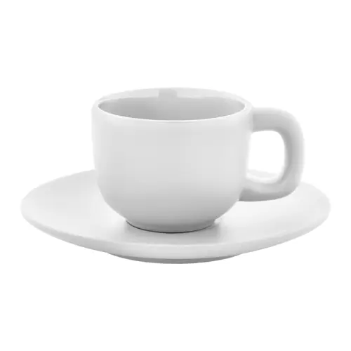 Set tazzine da caffè in ceramica con finitura opaca con piattini e scatola bianca da 85ml