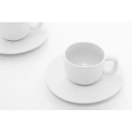 Set tazzine da caffè in ceramica con finitura opaca con piattini e scatola bianca da 85ml