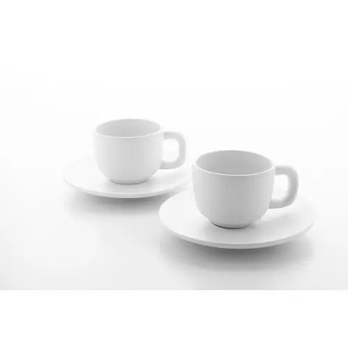 Set tazzine da caffè in ceramica con finitura opaca con piattini e scatola bianca da 85ml