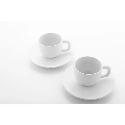 Set tazzine da caffè in ceramica con finitura opaca con piattini e scatola bianca da 85ml