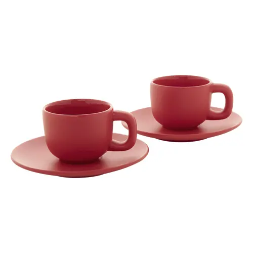 Set tazzine da caffè in ceramica con finitura opaca con piattini e scatola bianca da 85ml