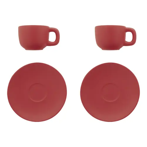 Set tazzine da caffè in ceramica con finitura opaca con piattini e scatola bianca da 85ml