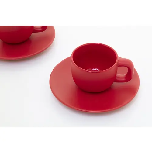Set tazzine da caffè in ceramica con finitura opaca con piattini e scatola bianca da 85ml