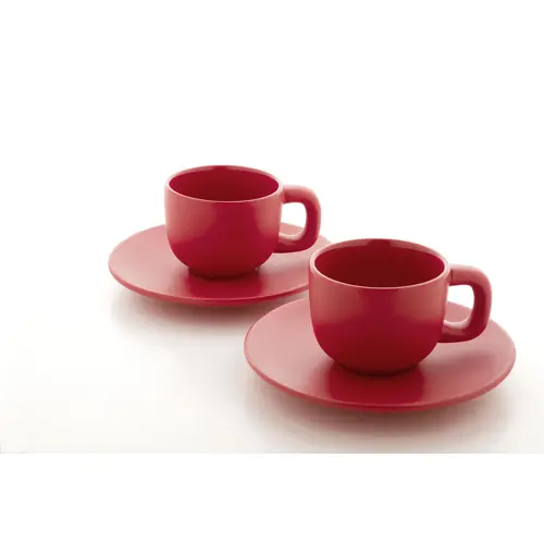 Set tazzine da caffè in ceramica con finitura opaca con piattini e scatola bianca da 85ml