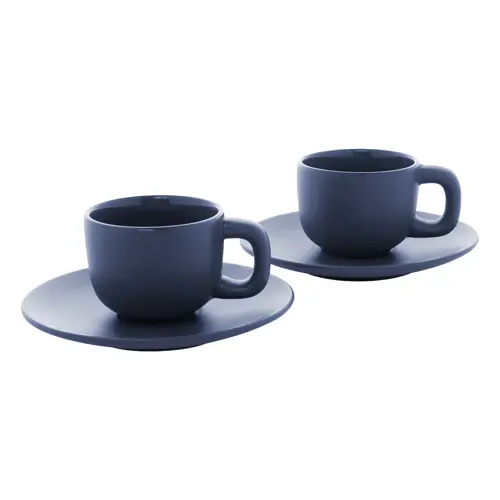 Set tazzine da caffè in ceramica con finitura opaca con piattini e scatola bianca da 85ml