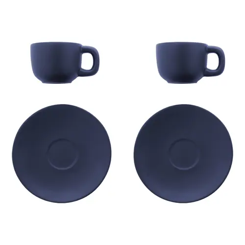 Set tazzine da caffè in ceramica con finitura opaca con piattini e scatola bianca da 85ml