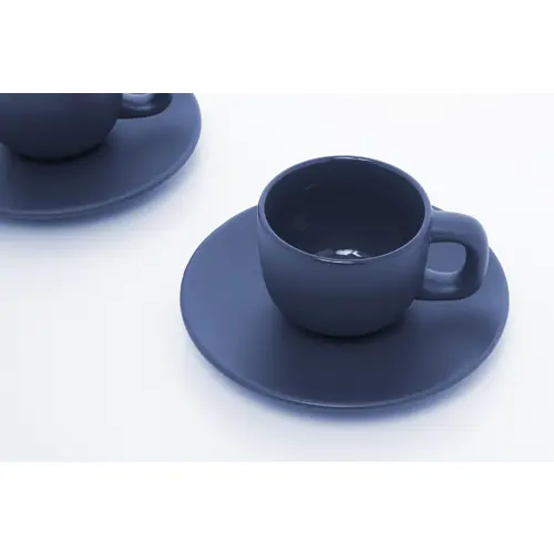 Set tazzine da caffè in ceramica con finitura opaca con piattini e scatola bianca da 85ml