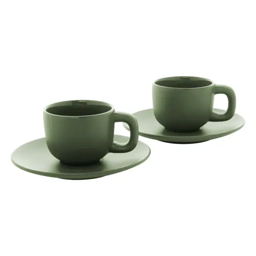 Set tazzine da caffè in ceramica con finitura opaca con piattini e scatola bianca da 85ml