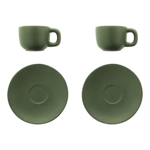 Set tazzine da caffè in ceramica con finitura opaca con piattini e scatola bianca da 85ml