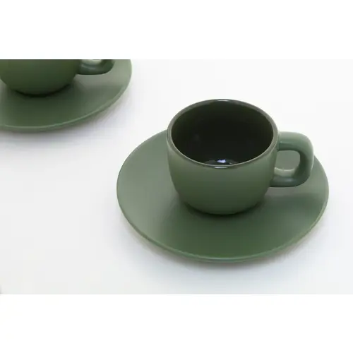 Set tazzine da caffè in ceramica con finitura opaca con piattini e scatola bianca da 85ml