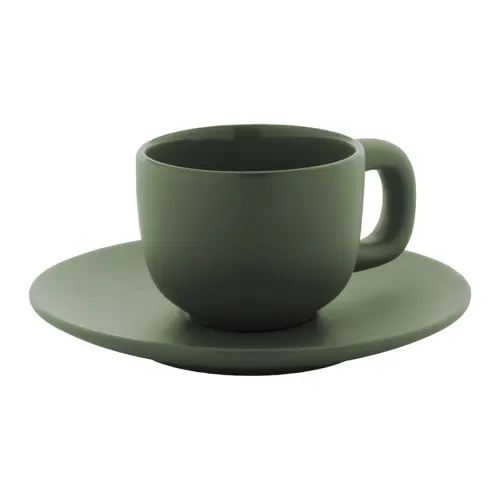 Set tazzine da caffè in ceramica con finitura opaca con piattini e scatola bianca da 85ml