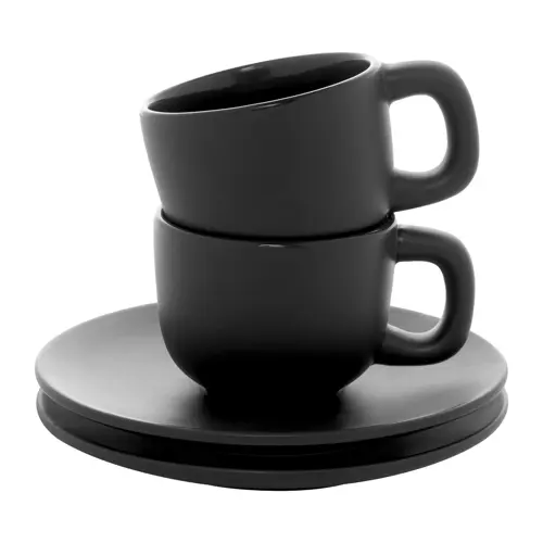 Set tazzine da caffè in ceramica con finitura opaca con piattini e scatola bianca da 85ml