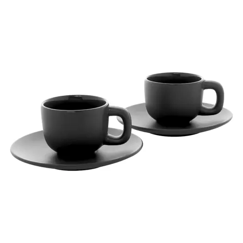Set tazzine da caffè in ceramica con finitura opaca con piattini e scatola bianca da 85ml