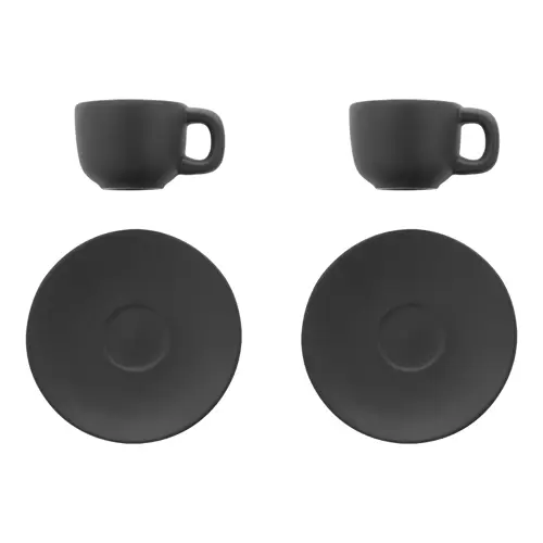 Set tazzine da caffè in ceramica con finitura opaca con piattini e scatola bianca da 85ml