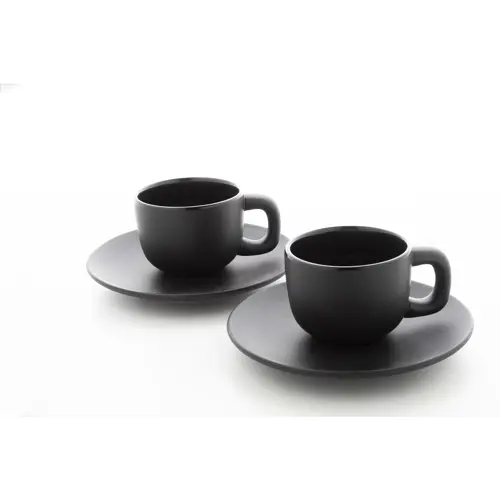 Set tazzine da caffè in ceramica con finitura opaca con piattini e scatola bianca da 85ml