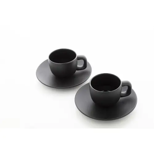 Set tazzine da caffè in ceramica con finitura opaca con piattini e scatola bianca da 85ml