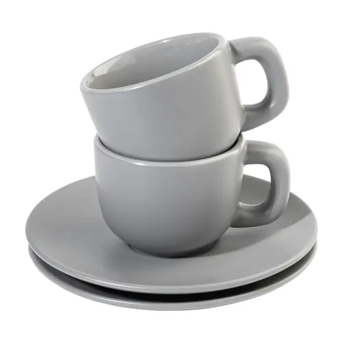 Set tazzine da caffè in ceramica con finitura opaca con piattini e scatola bianca da 85ml