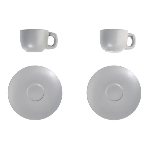 Set tazzine da caffè in ceramica con finitura opaca con piattini e scatola bianca da 85ml