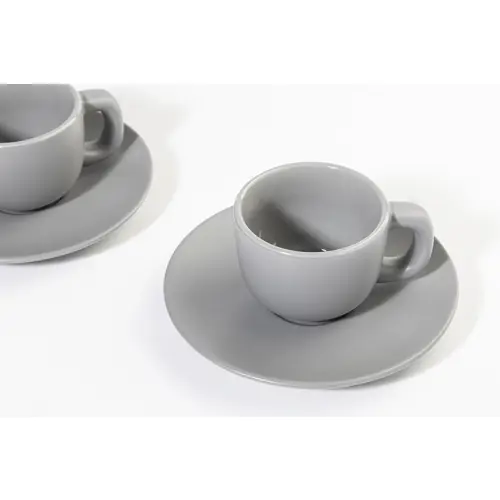Set tazzine da caffè in ceramica con finitura opaca con piattini e scatola bianca da 85ml