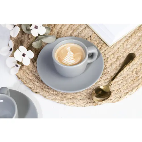 Set tazzine da caffè in ceramica con finitura opaca con piattini e scatola bianca da 85ml
