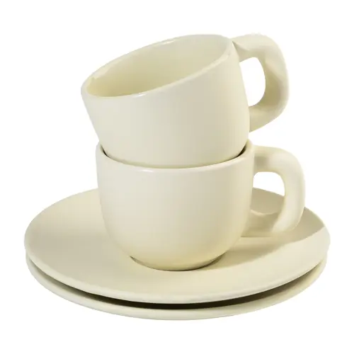 Set tazzine da caffè in ceramica con finitura opaca con piattini e scatola bianca da 85ml