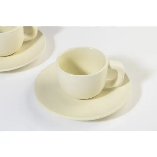 Set tazzine da caffè in ceramica con finitura opaca con piattini e scatola bianca da 85ml