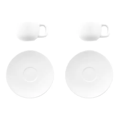 Set tazzine da caffè in ceramica con finitura opaca con piattini e scatola bianca da 85ml