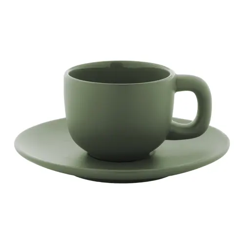 Set tazzine da caffè in ceramica con finitura opaca con piattini e scatola bianca da 85ml