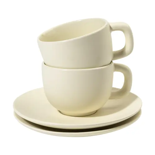 Set 2 tazze da cappuccino in ceramica con piattini 200ml