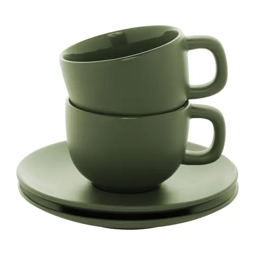 Set 2 tazze da cappuccino in ceramica con piattini 200ml