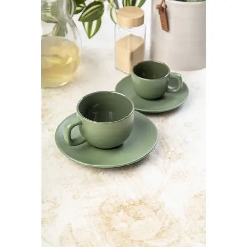 Set 2 tazze da cappuccino in ceramica con piattini 200ml