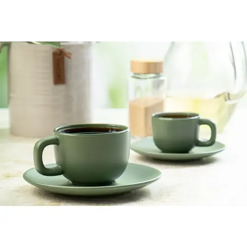 Set 2 tazze da cappuccino in ceramica con piattini 200ml