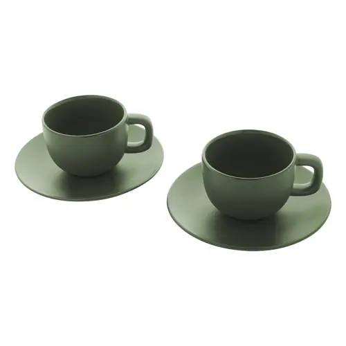 Set 2 tazze da cappuccino in ceramica con piattini 200ml