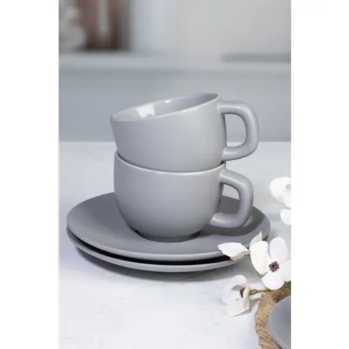 Set 2 tazze da cappuccino in ceramica con piattini 200ml