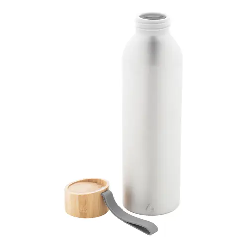 Borraccia in alluminio riciclato e coperchio bambù e laccio in silicone da 600ml