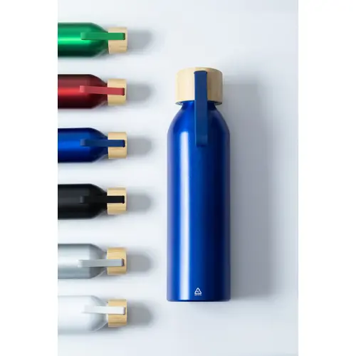 Borraccia in alluminio riciclato e coperchio bambù e laccio in silicone da 600ml