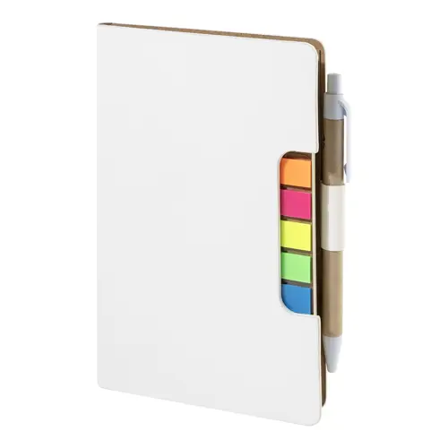 Block notes copertina in pelle PU riciclata fogli a righe segna pagine e penna refill blu