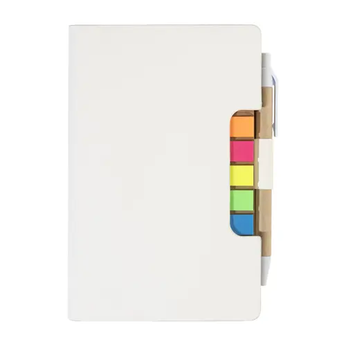 Block notes copertina in pelle PU riciclata fogli a righe segna pagine e penna refill blu