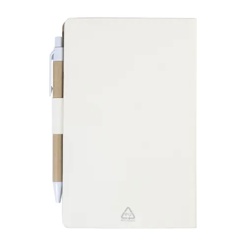 Block notes copertina in pelle PU riciclata fogli a righe segna pagine e penna refill blu
