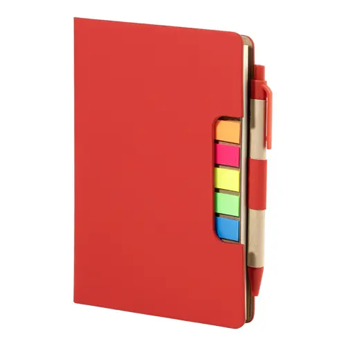 Block notes copertina in pelle PU riciclata fogli a righe segna pagine e penna refill blu