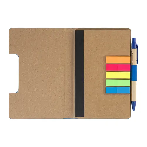 Block notes copertina in pelle PU riciclata fogli a righe segna pagine e penna refill blu