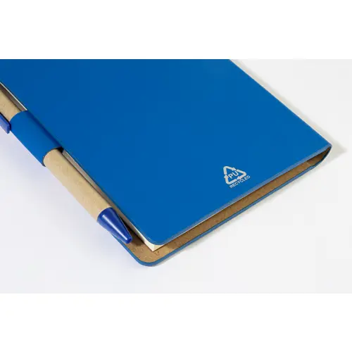 Block notes copertina in pelle PU riciclata fogli a righe segna pagine e penna refill blu