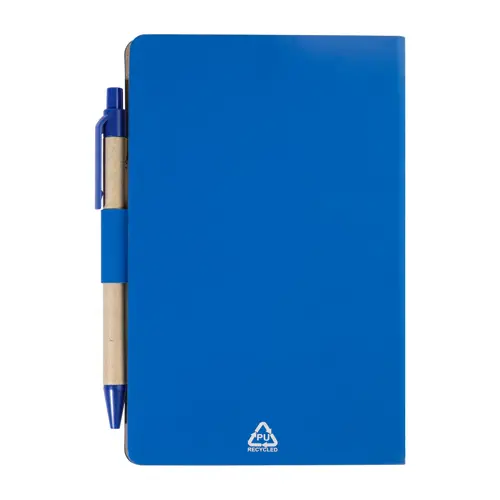 Block notes copertina in pelle PU riciclata fogli a righe segna pagine e penna refill blu