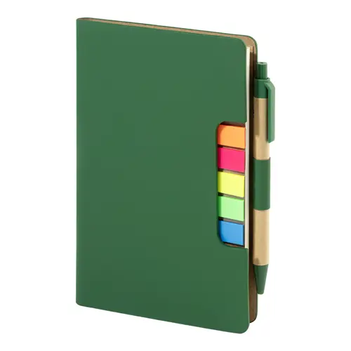 Block notes copertina in pelle PU riciclata fogli a righe segna pagine e penna refill blu